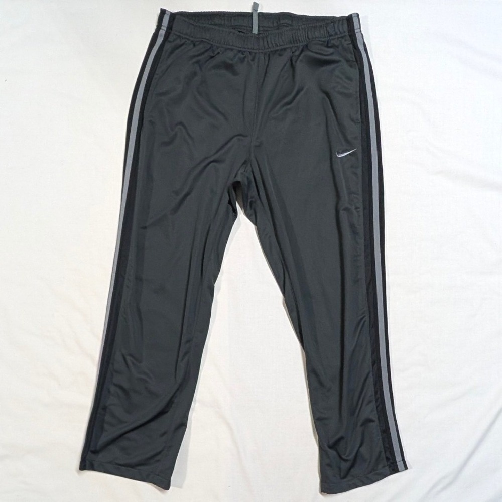 Nike Mens XL Track Pants Charcoal Grey Side Stripe Athletic Training Joggers